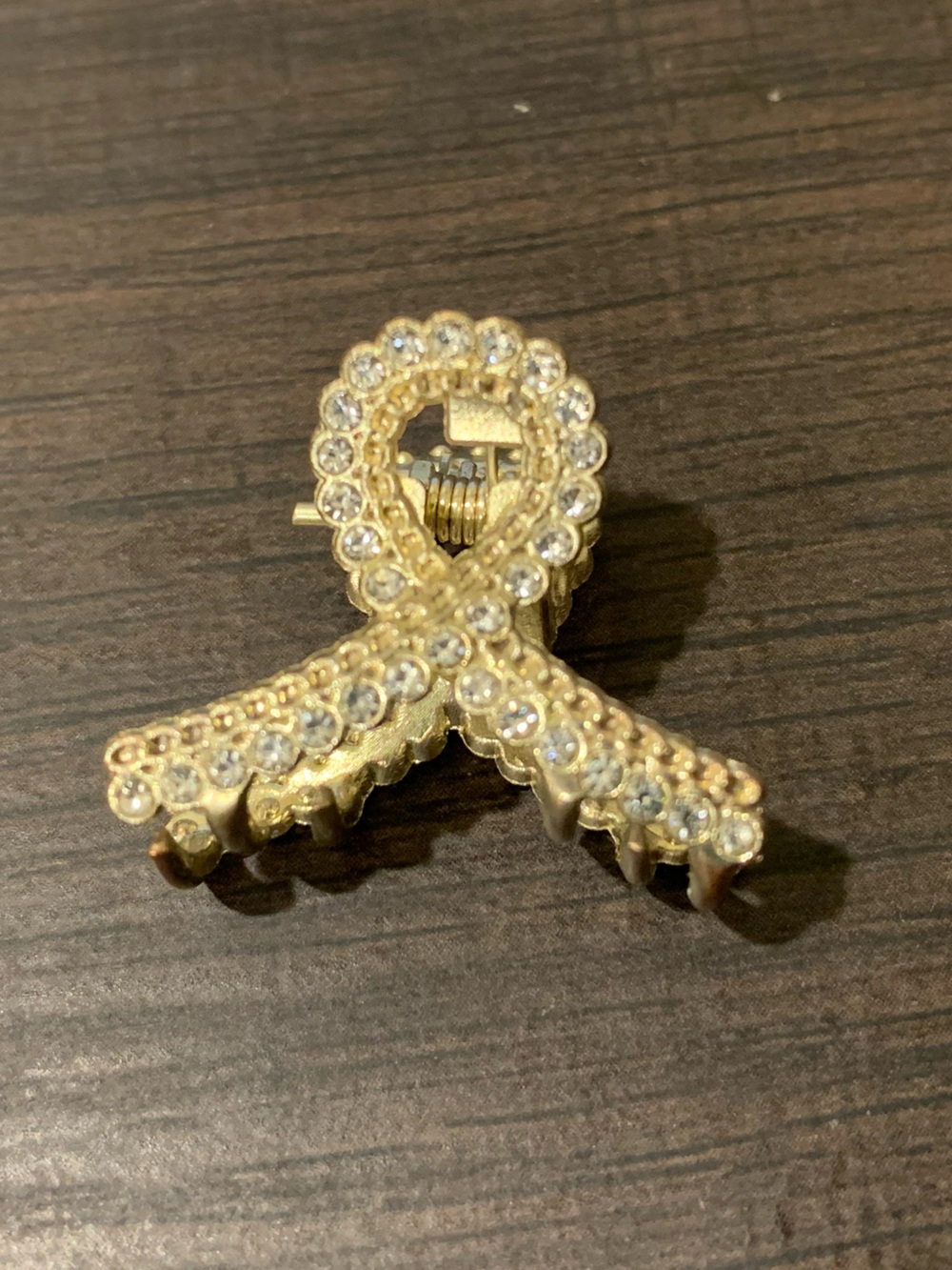 Gold Crystal Ribbon Hair Clip - Women Jewelry